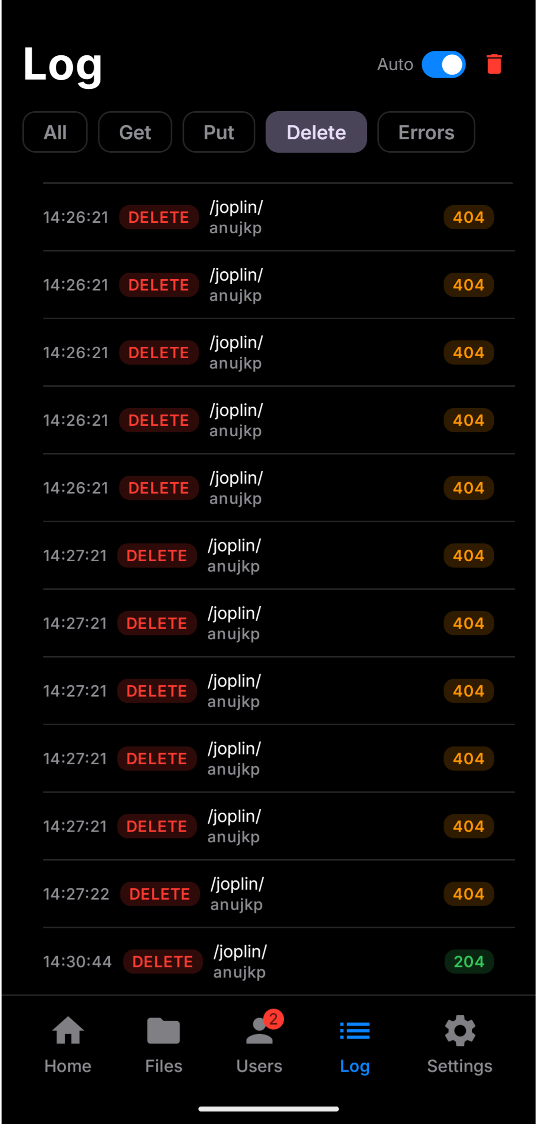 DELETE filter